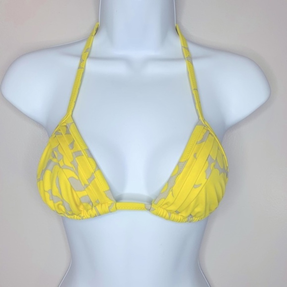 J. Crew Yellow‎ and Grey Triangle String Bikini Top